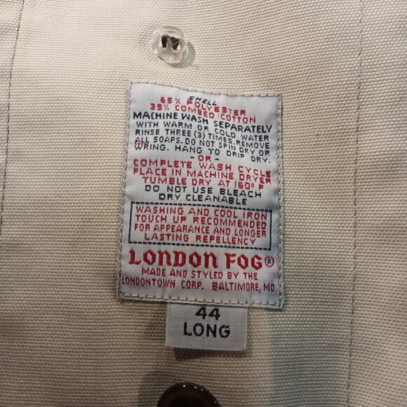 London Fog 44L Vintage Maincoat Jacket Removable Lined Trench Coat Beige - Picture 4 of 7